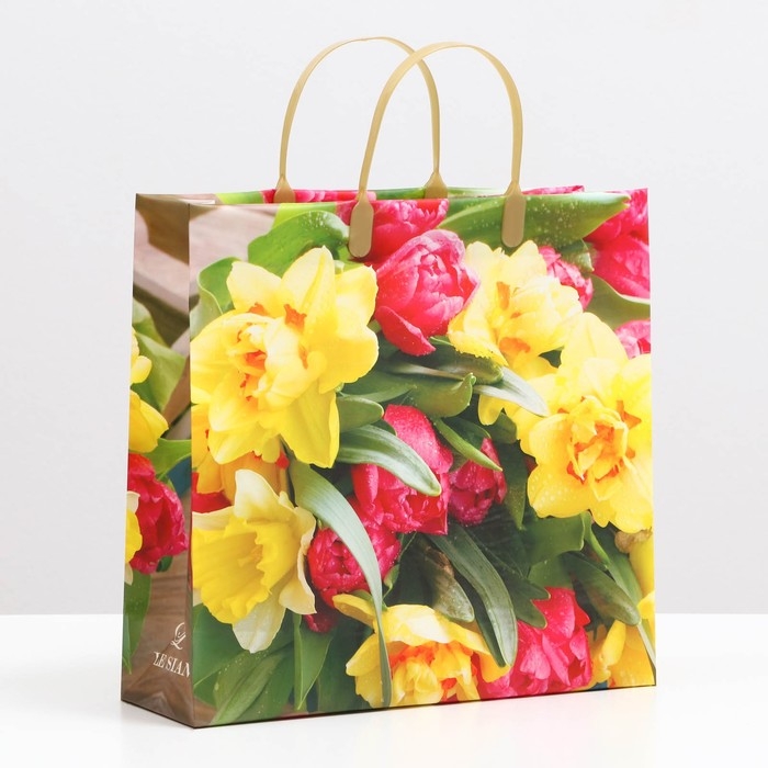 Пакет Пакет "Букет для мамы", мягкий пластик, 30 x 30 см, 120 мкм