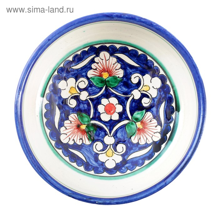 Сахарница Риштанская Керамика Сахарница Риштанская Керамика "Цветы", 250 мл, синяя