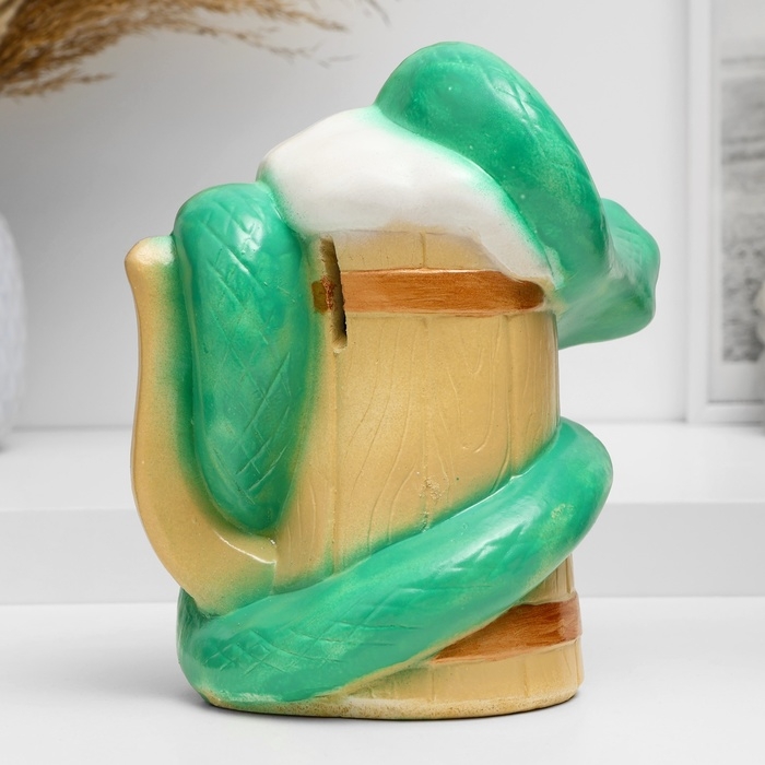 Копилка Копилка "Змея на кружке" зеленая, 25х20см