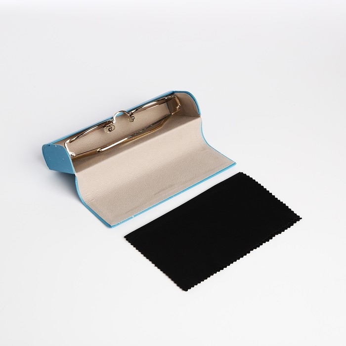 Футляр для очков на хлопушке, длина 15 см, цвет голубой Футляр для очков на хлопушке, длина 15 см, цвет голубой