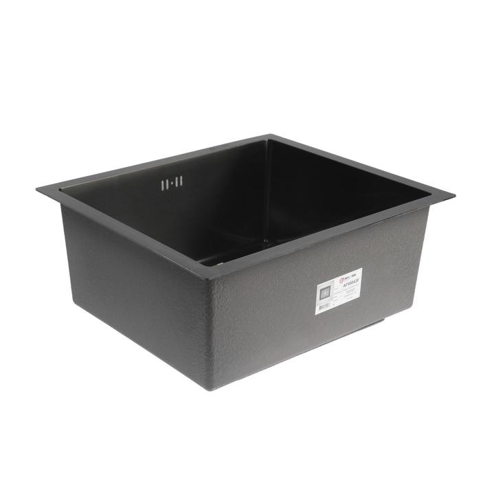 Мойка кухонная AFLORN AF95043F, врезная, S=3,0 и 0,8 мм, 50х43х20 см, сифон, графит Мойка кухонная AFLORN AF95043F, врезная, S=3,0 и 0,8 мм, 50х43х20 см, сифон, графит