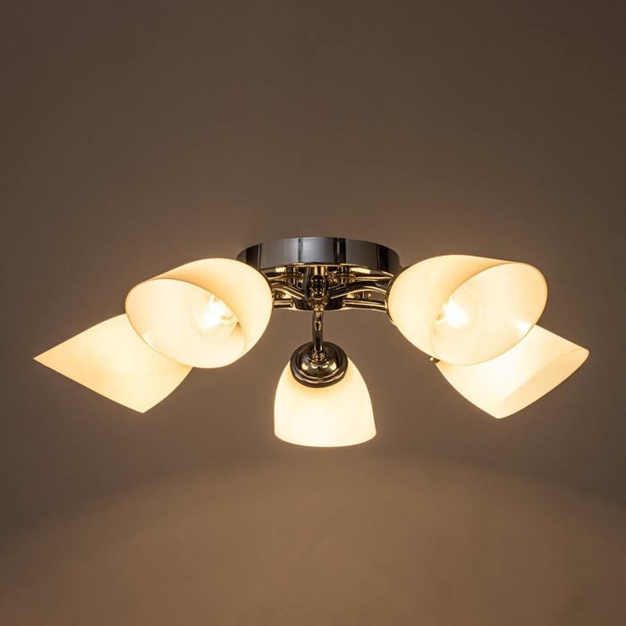 Люстра потолочная Кэтти 5х40Вт Е27 Хром 55x55x25 см Люстра потолочная Кэтти 5х40Вт Е27 Хром 55x55x25 см