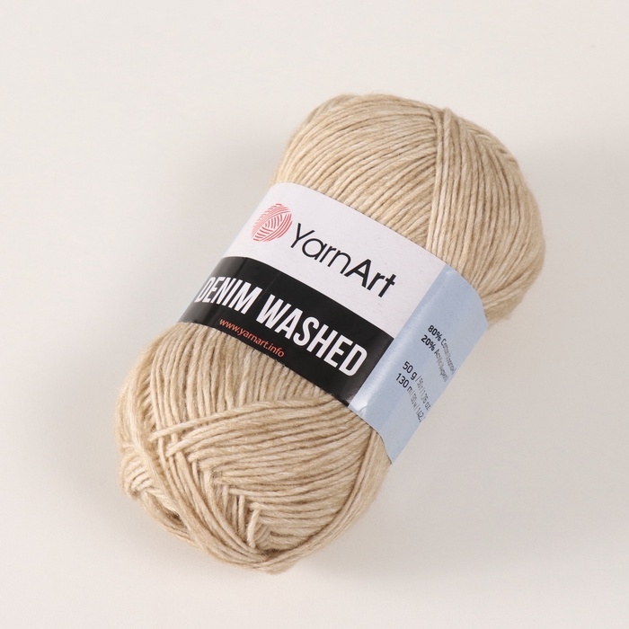 Пряжа Пряжа "Denim Washed" 20% акрил 80% хлопок 130м/50гр (914 св.беж)