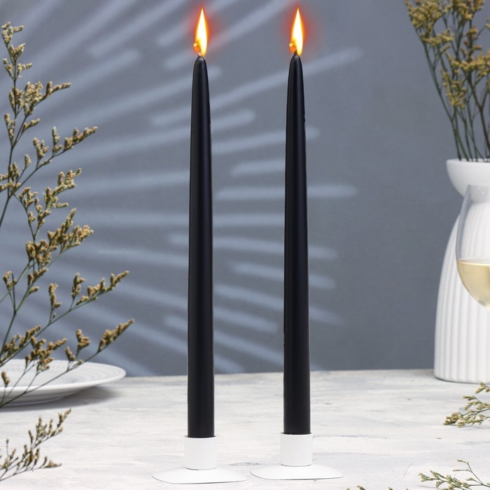 Набор свечей античных ручной работы, 2х30 см, 10 ч, 73 г, 2 штуки, чёрная Набор свечей античных ручной работы, 2х30 см, 10 ч, 73 г, 2 штуки, чёрная