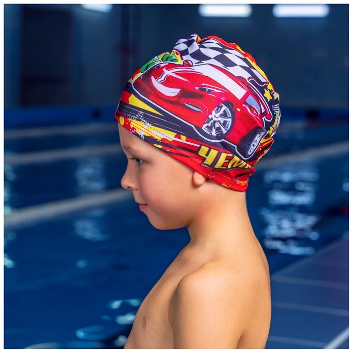 Шапочка для плавания детская ONLYTOP «Чемпион», тканевая, обхват 46-52 см