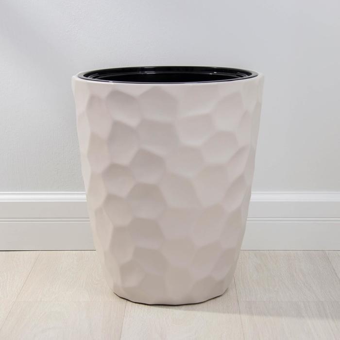 Кашпо для цветов со вставкой «Мозаика», 19,5 л (9 л), цвет кремовый