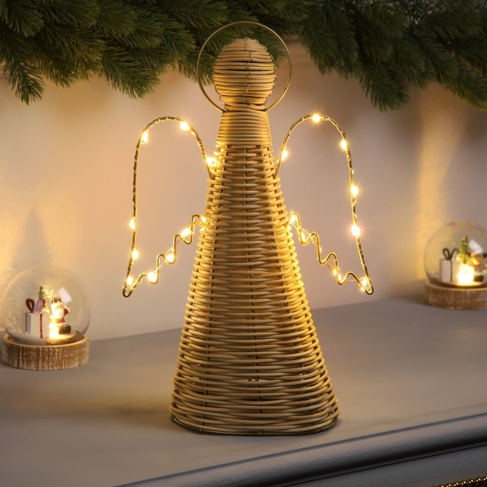 Фигура световая Фигура световая "Ангел плетённый", 32х16х9 см, 20 LED, батарейки ААх2 (не в комплекте), свечение теплое белое