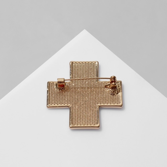 Брошь «Медицина» крест, цвет синий в золоте Брошь «Медицина» крест, цвет синий в золоте