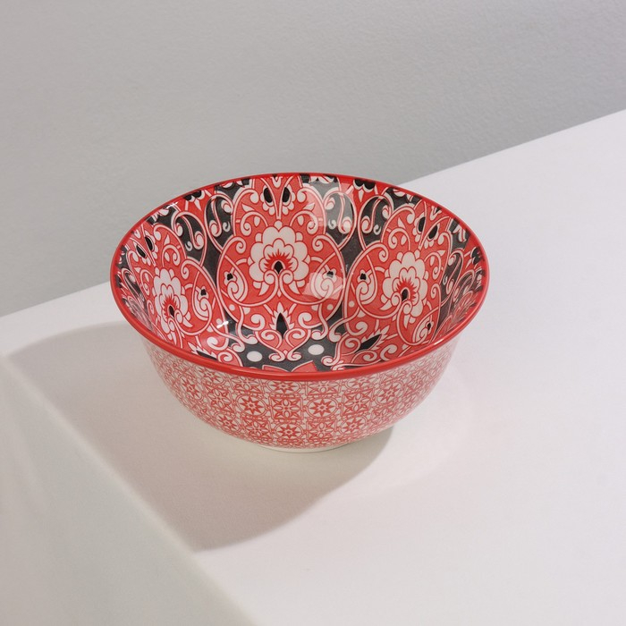 Салатник керамический Доляна «Джавлон», 600 мл, d=14,5 см, цвет красный