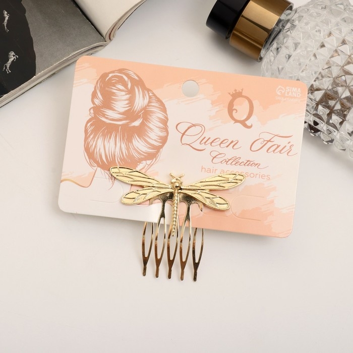 Гребень для волос  Гребень для волос "Либерти" стрекоза, 4х5 см, золото