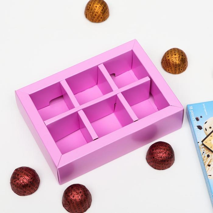 Коробка для конфет 6 шт, сиреневый, 13,7 х 9,85 х 3,86 см Коробка для конфет 6 шт, сиреневый, 13,7 х 9,85 х 3,86 см