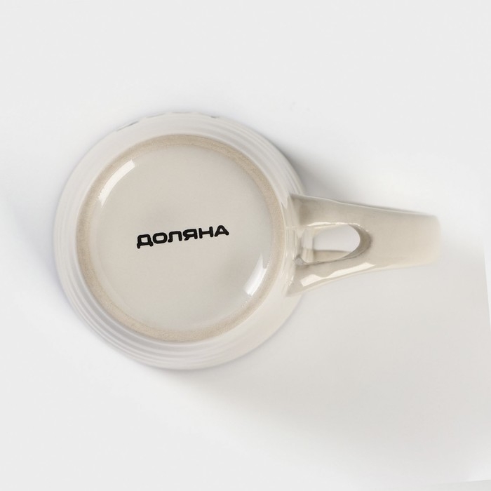 Кружка керамическая с ложкой Доляна «Ноель», 280 мл, цвет бежевый Кружка керамическая с ложкой Доляна «Ноель», 280 мл, цвет бежевый