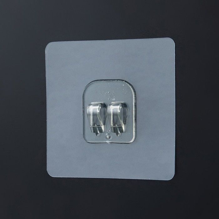 Крючок самоклеящийся для прутьев, прозрачная основа, 5,6×5,6 см, 10 шт