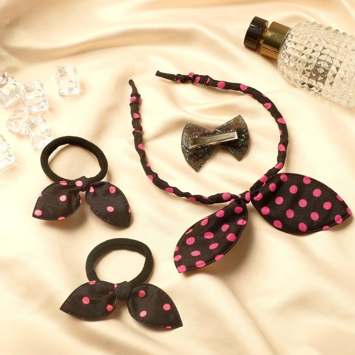 Набор для волос Набор для волос "Солоха" (ободок, 2 резинки, зажим) горошек блеск