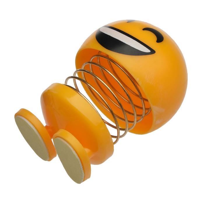 Смайл на пружинке, на панель в авто, смех, желтый Смайл на пружинке, на панель в авто, смех, желтый