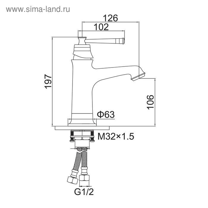 Cмеситель для раковины Accoona A96105W, однорычажный, латунь, цвет золото Cмеситель для раковины Accoona A96105W, однорычажный, латунь, цвет золото