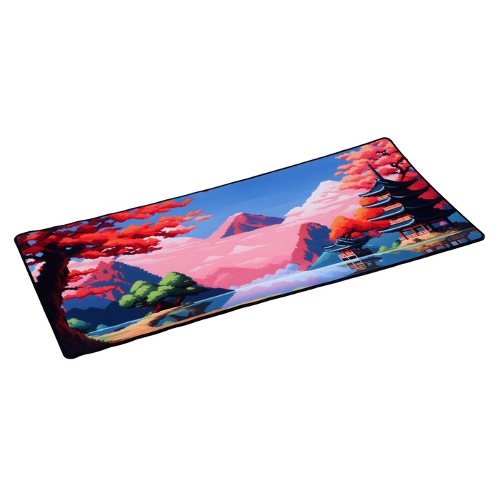 Коврик для мыши, 40х90х0.3 см, оверлок, пагода в стиле pixel art Коврик для мыши, 40х90х0.3 см, оверлок, пагода в стиле pixel art