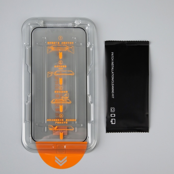 Защитное стекло для iPhone 14 Pro Max, с рамкой для установки, полный клей, 9H, 0.33 мм