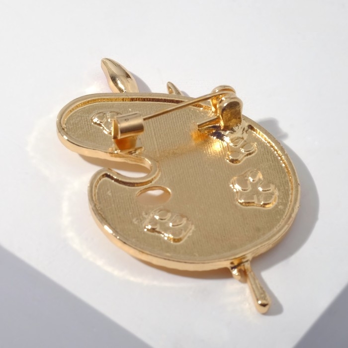 Брошь «Палитра» с кистями, цветная в золоте Брошь «Палитра» с кистями, цветная в золоте