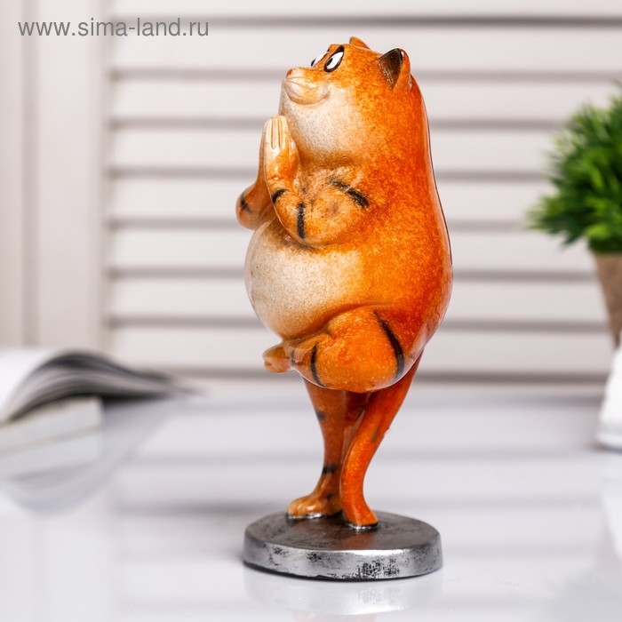 Сувенир полистоун лак Сувенир полистоун лак "Котик в позе дерева" 15,5х7х6 см