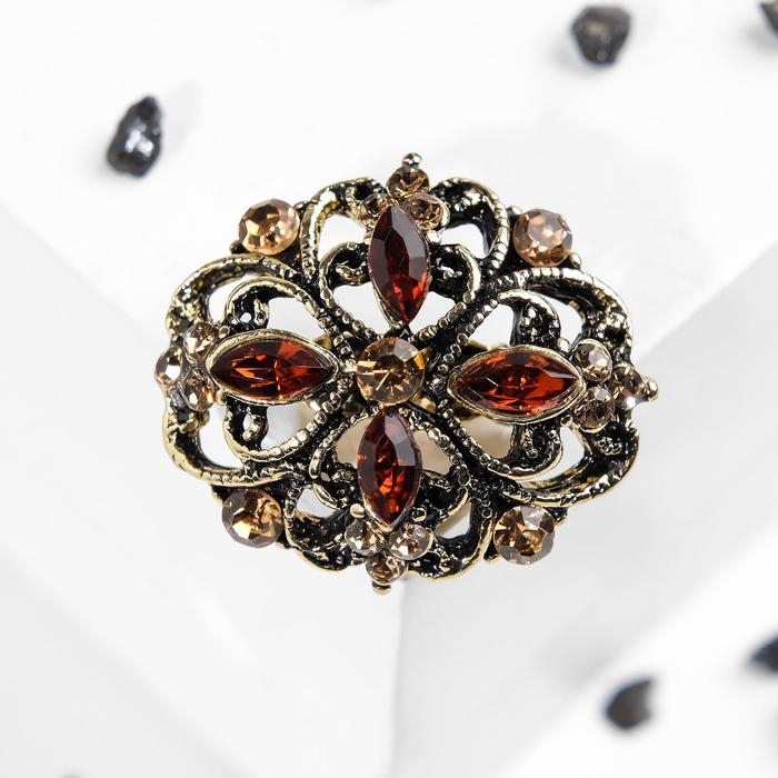 Брошь «Императрица», цвет коричневый в чернёном золоте Брошь «Императрица», цвет коричневый в чернёном золоте