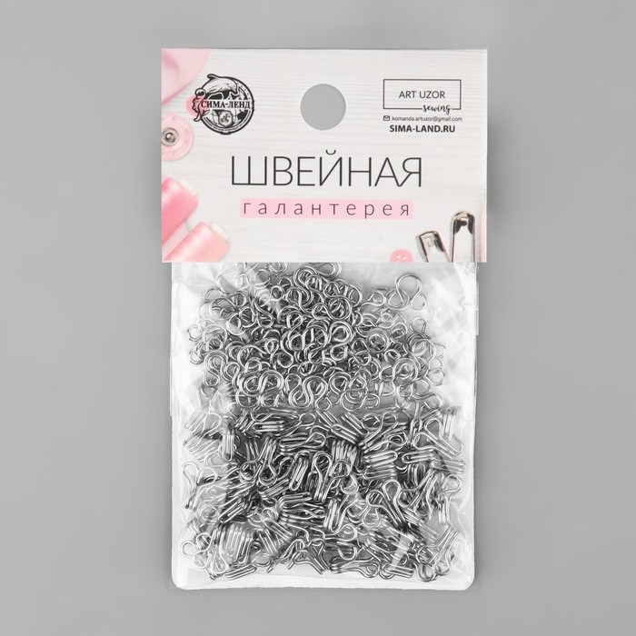 Крючок пришивной №2, 15 × 8 мм, 100 шт, цвет серебряный Крючок пришивной №2, 15 × 8 мм, 100 шт, цвет серебряный