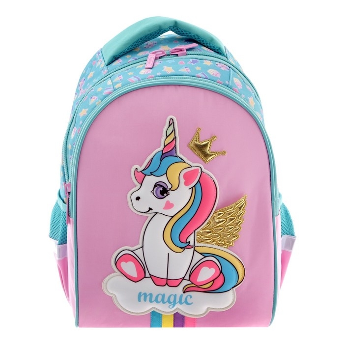 Рюкзак школьный 38,5 х 26 х 17 см, эргономичная спинка, Hatber Primary School Рюкзак школьный 38,5 х 26 х 17 см, эргономичная спинка, Hatber Primary School "Единорог-принцесса"