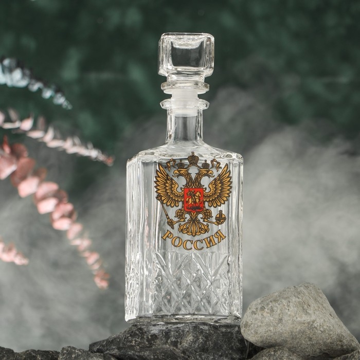 Графин стеклянный «Герб России», 500 мл, форма МИКС Графин стеклянный «Герб России», 500 мл, форма МИКС