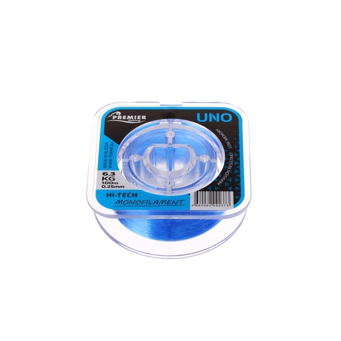 Леска Preмier Fishing UNO, диаметр 0.25 мм, тест 6.3 кг, 100 м, голубая Леска Preмier Fishing UNO, диаметр 0.25 мм, тест 6.3 кг, 100 м, голубая