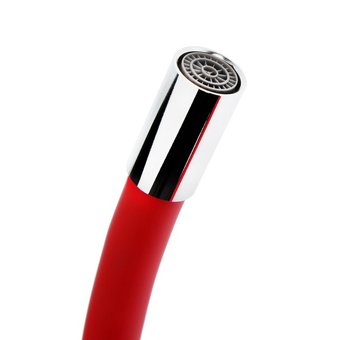 Смеситель для кухни ZEIN Z2106, двухвентильный, силиконовый излив, красный/хром Смеситель для кухни ZEIN Z2106, двухвентильный, силиконовый излив, красный/хром