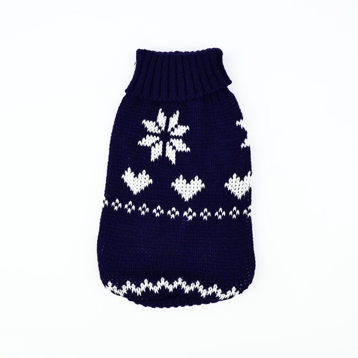 Одежда для собак. Свитер вязаный с орнаментом «Новогодний», синий, размер S