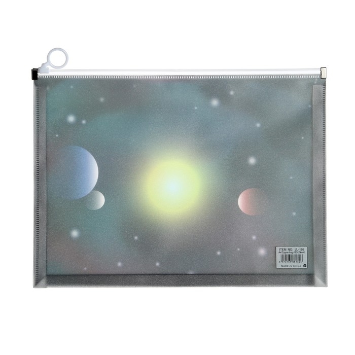 Папка-конверт на молнии формат А4, 180мкр, с рисунком Папка-конверт на молнии формат А4, 180мкр, с рисунком "Космос", МИКС