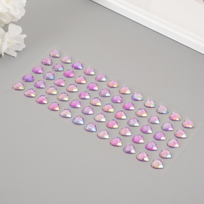 Наклейка пластик стразы Наклейка пластик стразы "Сердце" фиолетовый перламутр 18х8 см