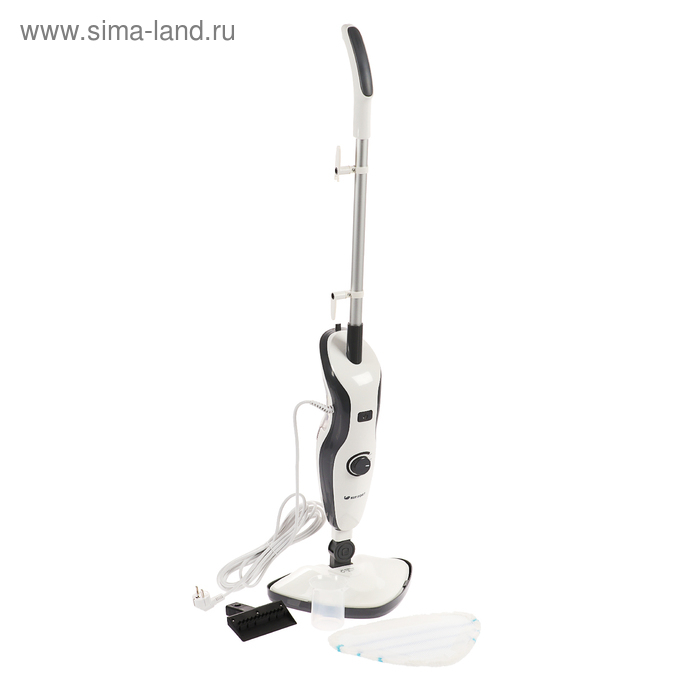 Паровая швабра Kitfort КТ-1006, 1500 Вт, 450 мл, шнур 5 м, черно-белая