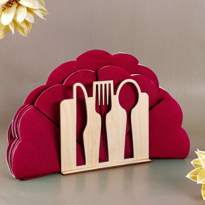 Салфетница деревянная «Столовые приборы», 16х14 см Салфетница деревянная «Столовые приборы», 16х14 см