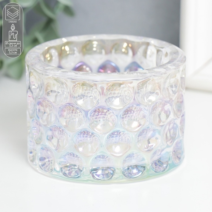 Подсвечник стекло Подсвечник стекло "Диамос" d-6 см с перламутром 7,8х7,8х5,3 см