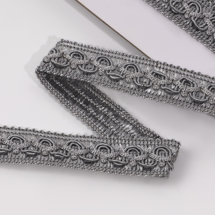 Тесьма декоративная «Змейка», 15 мм, 10 ± 1 м, цвет серебряный Тесьма декоративная «Змейка», 15 мм, 10 ± 1 м, цвет серебряный