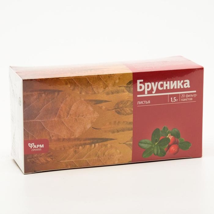 Брусника лист, 20 фильтр пакетов по 1.5 г Брусника лист, 20 фильтр пакетов по 1.5 г