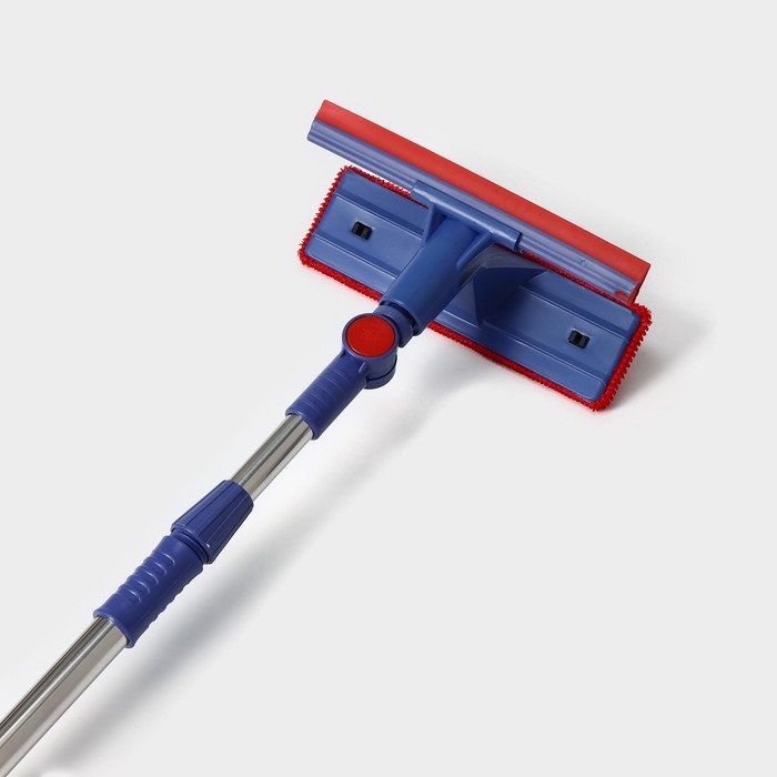 Щётка для окон Доляна, фиксатор, стальная телескопическая ручка, длина 55(83) см, водосгон силикон 18 см, насадка велюр 18×8 см Щётка для окон Доляна, фиксатор, стальная телескопическая ручка, длина 55(83) см, водосгон силикон 18 см, насадка велюр 18×8 см