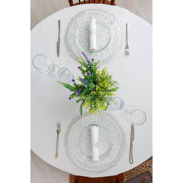 Салфетки сервировочные на стол Доляна «Соломка», d=38 см, 4 шт, цвет серебряный Салфетки сервировочные на стол Доляна «Соломка», d=38 см, 4 шт, цвет серебряный