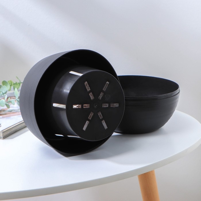 Горшок для цветов с поддоном «Япония» 1,2 л, цвет графитовый Горшок для цветов с поддоном «Япония» 1,2 л, цвет графитовый