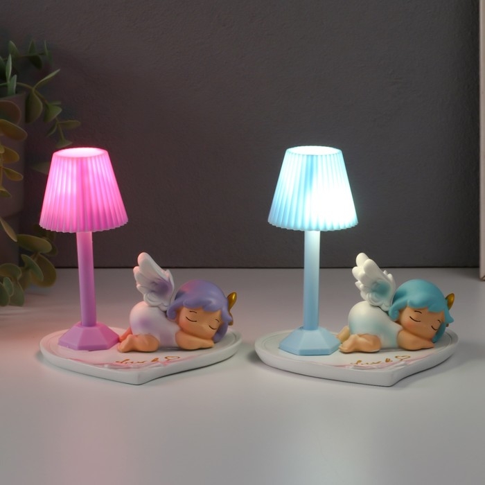 Сувенир пластик свет  Сувенир пластик свет "Спящая малышка-ангел" МИКС 10,8х10,5х11 см