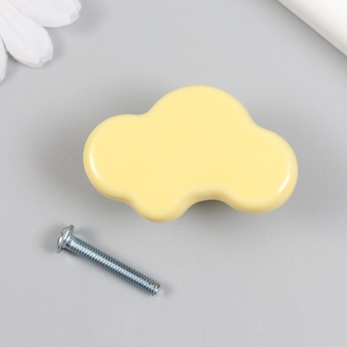 Ручка для шкатулки керамика, металл Ручка для шкатулки керамика, металл "Машинка" жёлтая 3,2х4,8х2,2 см