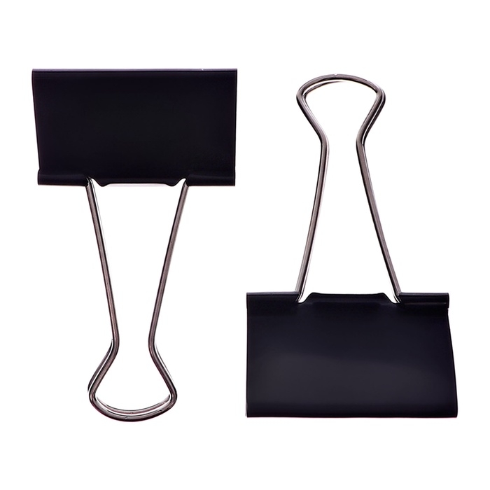 Набор зажимов для бумаг черных 60мм 2 штуки в пакете Набор зажимов для бумаг черных 60мм 2 штуки в пакете