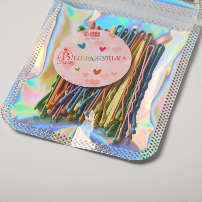 Невидимка для волос  Невидимка для волос "Классика люкс" (набор 24 шт) 5 см, яркий