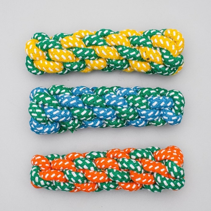 Игрушка канатная плетеная до 45 г, до 14 см, микс цветов Игрушка канатная плетеная до 45 г, до 14 см, микс цветов