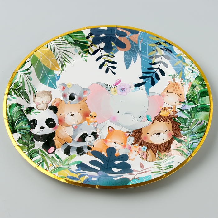 Тарелки бумажные «Зверята» с тиснением, 6 шт Тарелки бумажные «Зверята» с тиснением, 6 шт