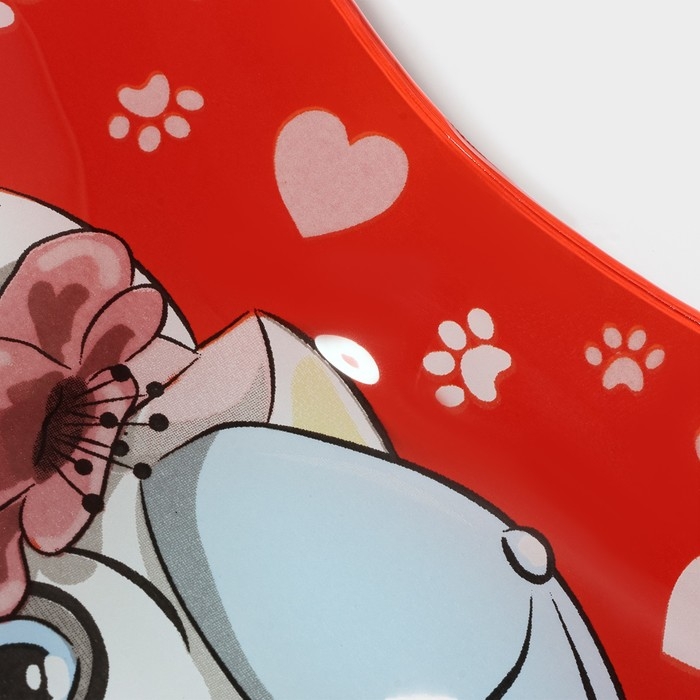 Блюдо стеклянное сервировочное Доляна «Сердце. Котики», 25×21×2,3 см, цвет красный Блюдо стеклянное сервировочное Доляна «Сердце. Котики», 25×21×2,3 см, цвет красный