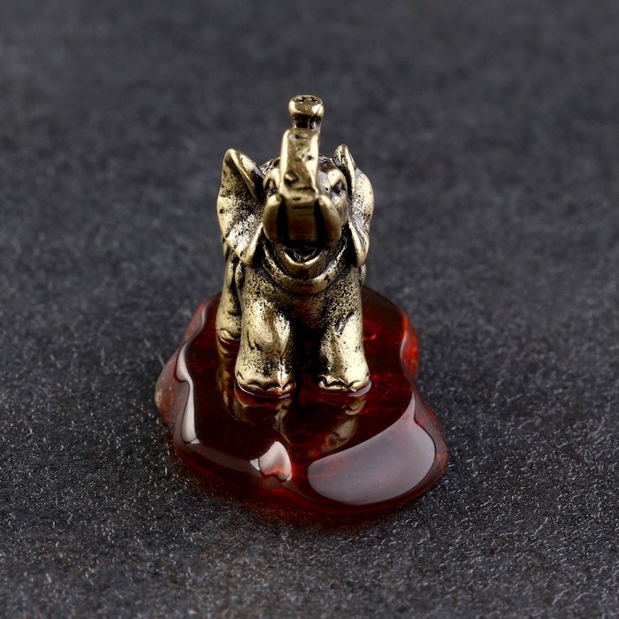 Сувенир Сувенир "Слон Тайский", латунь, янтарь