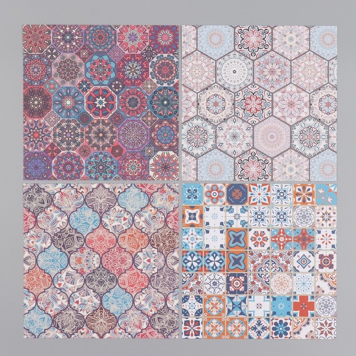 Набор бумаги для скрапбукинга 12 лист. 12 дизайнов Набор бумаги для скрапбукинга 12 лист. 12 дизайнов "Марокканские узоры" 160 гр 15,2х15,2 см